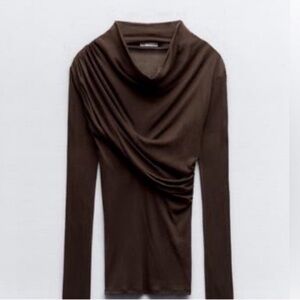 Zara Chocolate Brown Cowl Neck Sweater